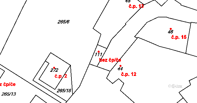 Znojmo 48126128 na parcele st. 111 v KÚ Mramotice, Katastrální mapa