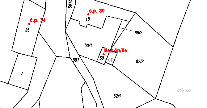 Hazlov 48601128 na parcele st. 50 v KÚ Lipná u Hazlova, Katastrální mapa