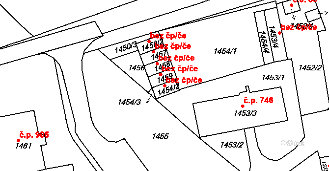 Jemnice 50318128 na parcele st. 1454/2 v KÚ Jemnice, Katastrální mapa