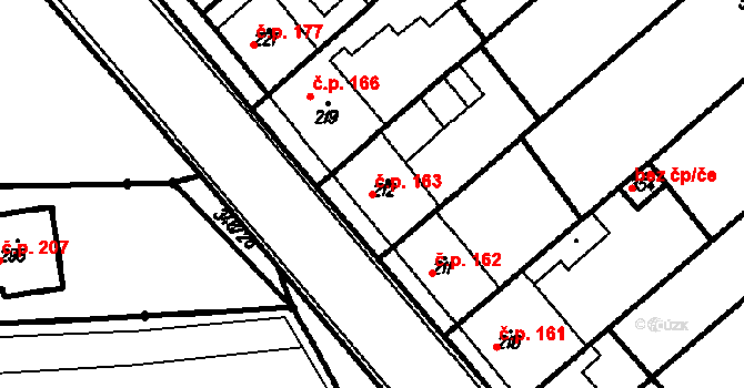 Kloboučky 163, Bučovice na parcele st. 212 v KÚ Kloboučky, Katastrální mapa