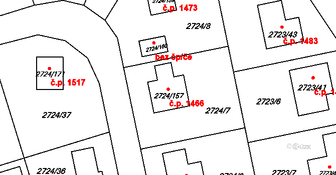 Kylešovice 1466, Opava na parcele st. 2724/157 v KÚ Kylešovice, Katastrální mapa