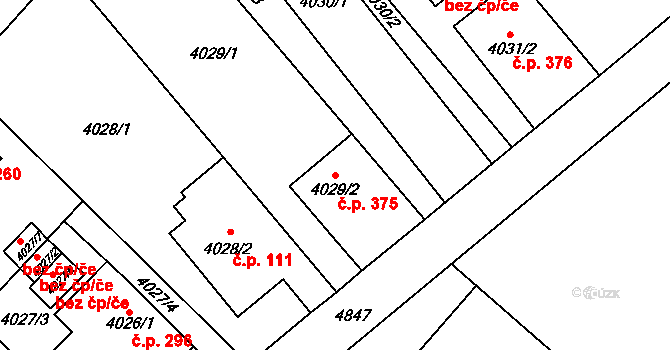 Choceňské Předměstí 375, Vysoké Mýto na parcele st. 4029/2 v KÚ Vysoké Mýto, Katastrální mapa