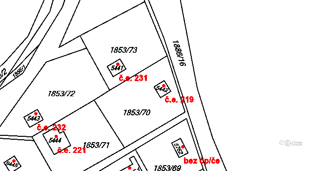 Beroun-Město 219, Beroun na parcele st. 5442 v KÚ Beroun, Katastrální mapa