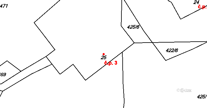 Alenina Lhota 3, Jistebnice na parcele st. 25 v KÚ Cunkov, Katastrální mapa
