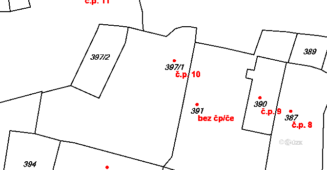 Mašovice 10, Meclov na parcele st. 397/1 v KÚ Mašovice u Meclova, Katastrální mapa