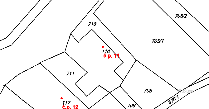 Pelechov 11, Lipoltice na parcele st. 116 v KÚ Lipoltice, Katastrální mapa