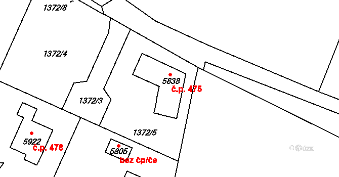 Kryblice 475, Trutnov na parcele st. 5838 v KÚ Trutnov, Katastrální mapa