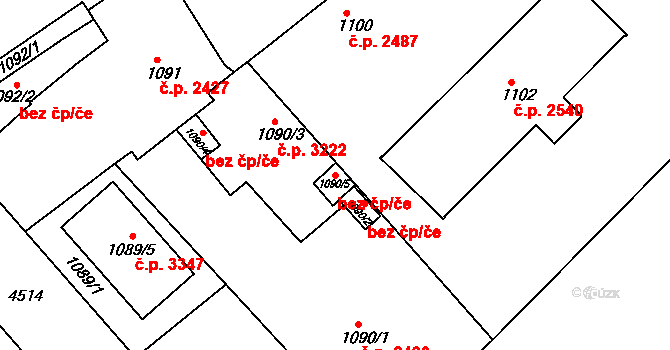 Teplice 79329128 na parcele st. 1090/5 v KÚ Teplice, Katastrální mapa