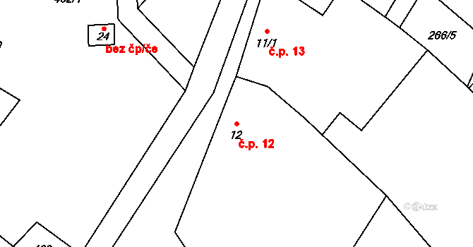 Lažišťka 12, Nebahovy na parcele st. 12 v KÚ Lažišťka, Katastrální mapa