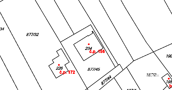 Straník 156, Nový Jičín na parcele st. 234 v KÚ Straník, Katastrální mapa