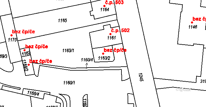 Krnov 83321128 na parcele st. 1163/2 v KÚ Opavské Předměstí, Katastrální mapa