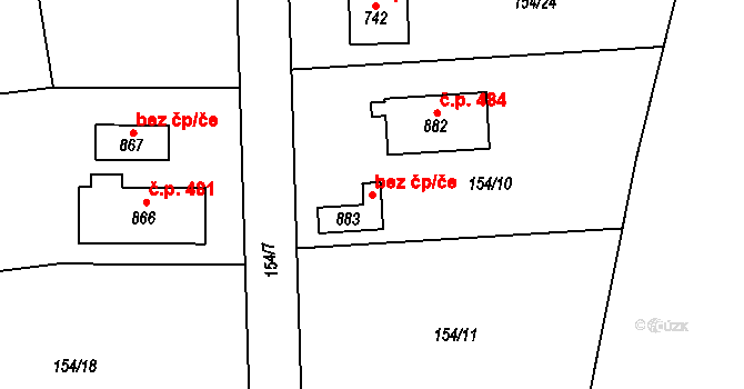 Březová-Oleško 84779128 na parcele st. 883 v KÚ Březová u Zvole, Katastrální mapa