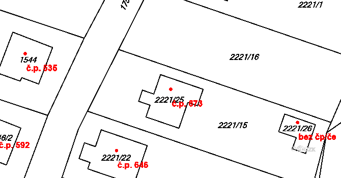 Želechovice nad Dřevnicí 673 na parcele st. 2221/25 v KÚ Želechovice nad Dřevnicí, Katastrální mapa