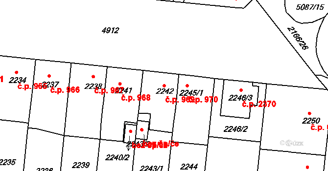 Louny 969 na parcele st. 2242 v KÚ Louny, Katastrální mapa