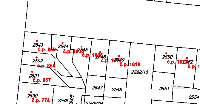 Louny 1617 na parcele st. 2546 v KÚ Louny, Katastrální mapa