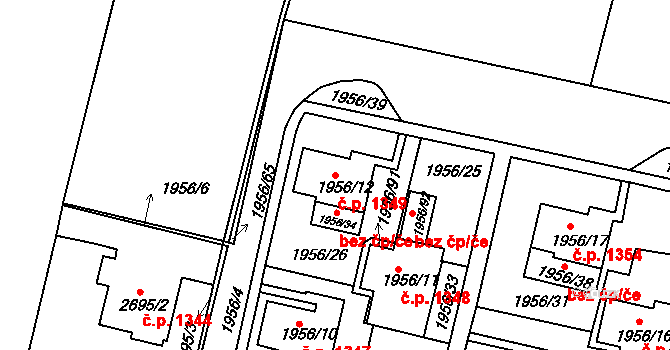 Kostelec nad Orlicí 1349 na parcele st. 1956/12 v KÚ Kostelec nad Orlicí, Katastrální mapa