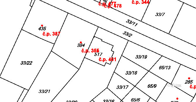 Přerov II-Předmostí 401, Přerov na parcele st. 517 v KÚ Předmostí, Katastrální mapa