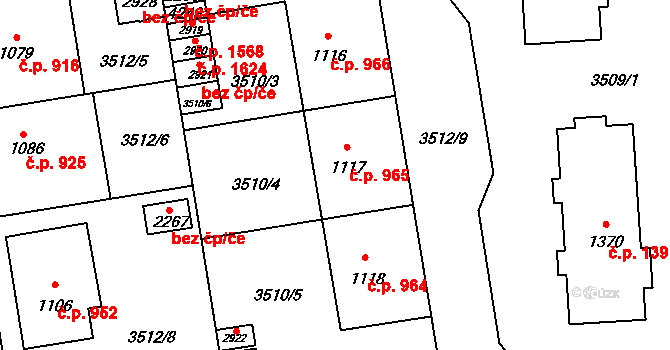 Lipník nad Bečvou I-Město 965, Lipník nad Bečvou na parcele st. 1117 v KÚ Lipník nad Bečvou, Katastrální mapa