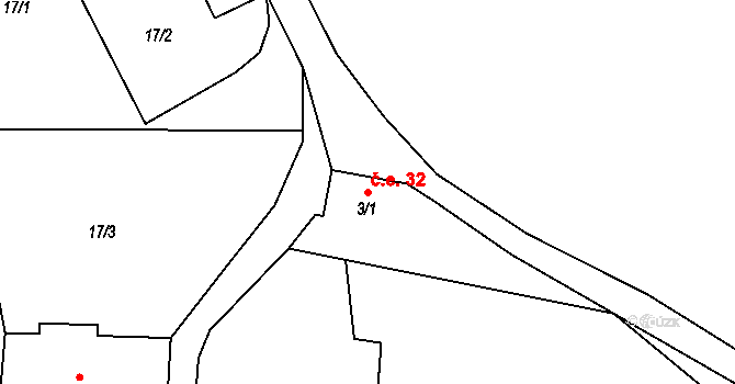 Rájec 32, Černava na parcele st. 3/1 v KÚ Rájec u Černavy, Katastrální mapa