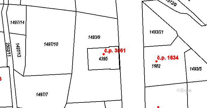 Jablonec nad Nisou 3561 na parcele st. 4395 v KÚ Jablonec nad Nisou, Katastrální mapa