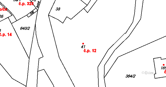 Kamenný Přívoz 12 na parcele st. 41 v KÚ Kamenný Přívoz, Katastrální mapa