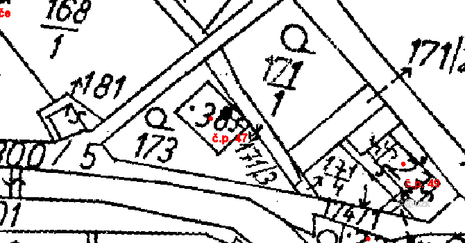Markvartice 47, Jablonné v Podještědí na parcele st. 38 v KÚ Markvartice v Podještědí, Katastrální mapa