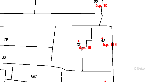 Chomýž 15 na parcele st. 78 v KÚ Chomýž, Katastrální mapa