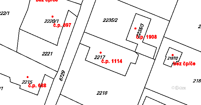 Rychvald 1114 na parcele st. 2217 v KÚ Rychvald, Katastrální mapa