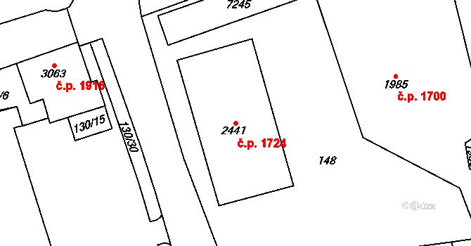 Kraslice 1724 na parcele st. 2441 v KÚ Kraslice, Katastrální mapa