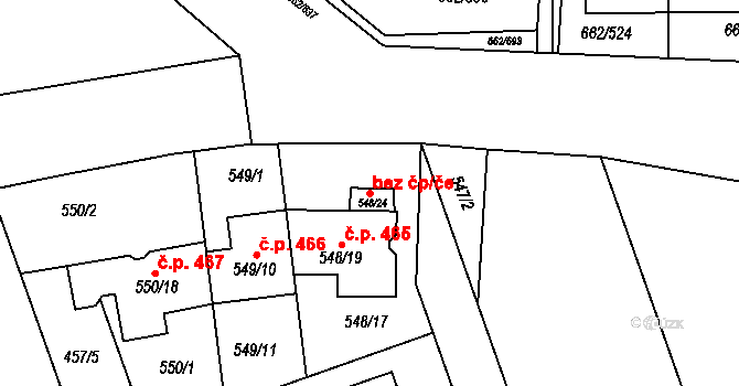 Moravany 148627129 na parcele st. 548/24 v KÚ Moravany u Brna, Katastrální mapa