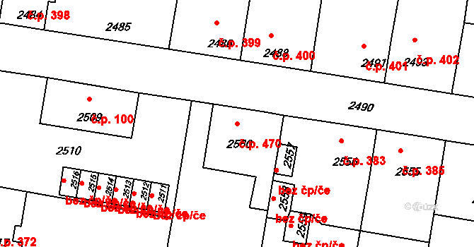Mimoň I 470, Mimoň na parcele st. 2560 v KÚ Mimoň, Katastrální mapa