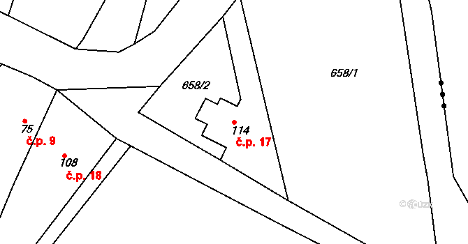 Netolice 17, Markvartice na parcele st. 114 v KÚ Příchvoj, Katastrální mapa