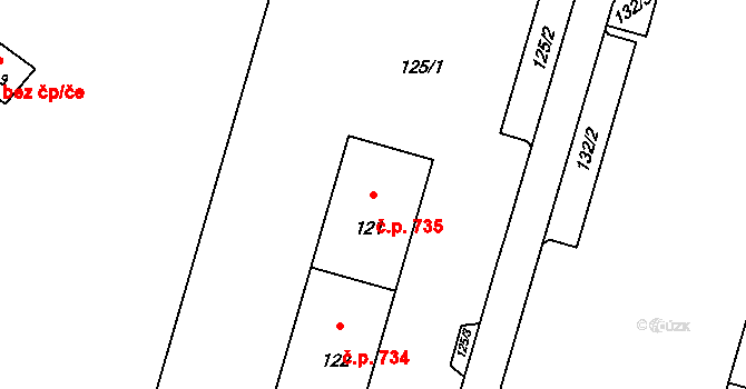 Lutyně 735, Orlová na parcele st. 121 v KÚ Horní Lutyně, Katastrální mapa