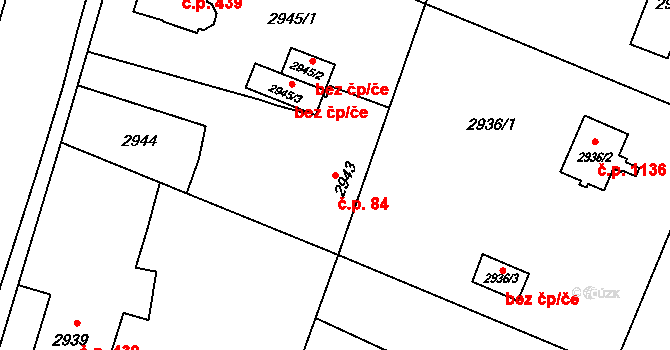 Poruba 84, Orlová na parcele st. 2943 v KÚ Poruba u Orlové, Katastrální mapa