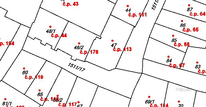 Prachatice I 113, Prachatice na parcele st. 47 v KÚ Prachatice, Katastrální mapa
