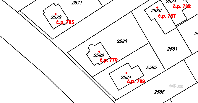 Žamberk 770 na parcele st. 2582 v KÚ Žamberk, Katastrální mapa
