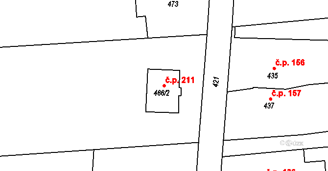 Závada 211, Petrovice u Karviné na parcele st. 466/2 v KÚ Závada nad Olší, Katastrální mapa