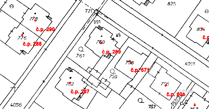 Poděbrady II 289, Poděbrady na parcele st. 760 v KÚ Poděbrady, Katastrální mapa