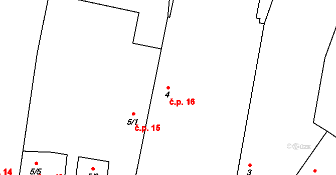 Krašlovice 16 na parcele st. 4 v KÚ Krašlovice, Katastrální mapa