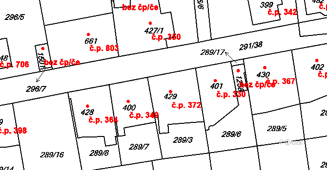Blovice 372 na parcele st. 429 v KÚ Blovice, Katastrální mapa