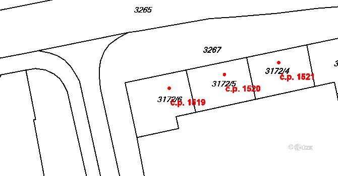 Nové Město 1519, Karviná na parcele st. 3172/6 v KÚ Karviná-město, Katastrální mapa