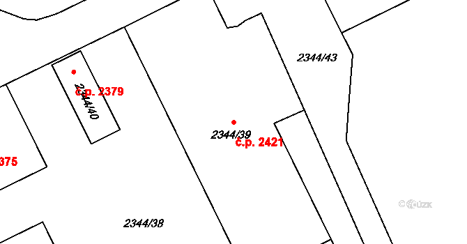 Předměstí 2421, Opava na parcele st. 2344/39 v KÚ Opava-Předměstí, Katastrální mapa