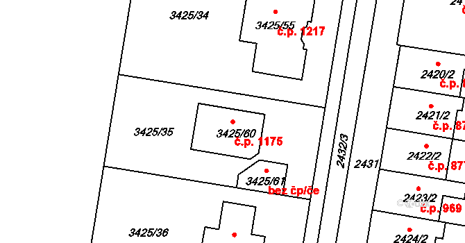 Rohatec 1175 na parcele st. 3425/60 v KÚ Rohatec, Katastrální mapa