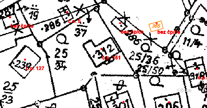 Všeň 151 na parcele st. 312 v KÚ Všeň, Katastrální mapa