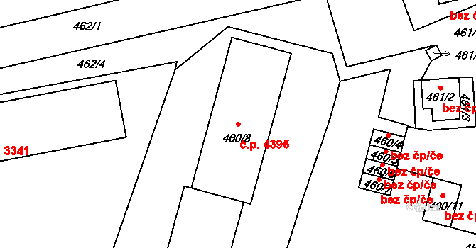 Rýnovice 4395, Jablonec nad Nisou na parcele st. 460/8 v KÚ Rýnovice, Katastrální mapa