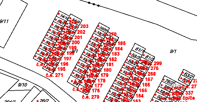 Chanov 182, Obrnice na parcele st. 53/7 v KÚ Chanov, Katastrální mapa