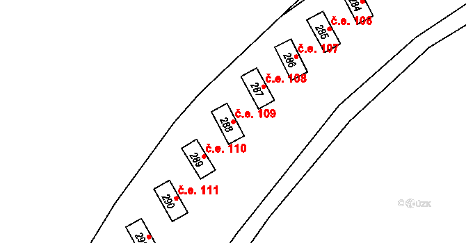 Kokořínský Důl 109, Kokořín na parcele st. 288 v KÚ Kokořín, Katastrální mapa