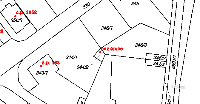 Tábor 40919129 na parcele st. 344/2 v KÚ Klokoty, Katastrální mapa