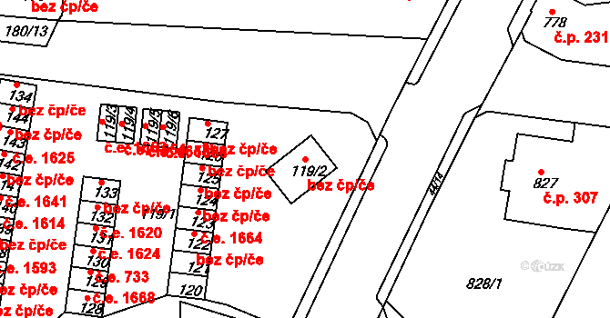 Děčín 42140129 na parcele st. 119/2 v KÚ Boletice nad Labem, Katastrální mapa