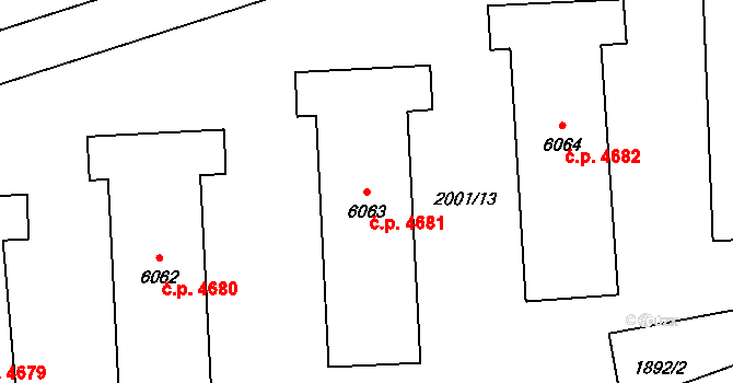 Zlín 4681 na parcele st. 6063 v KÚ Zlín, Katastrální mapa